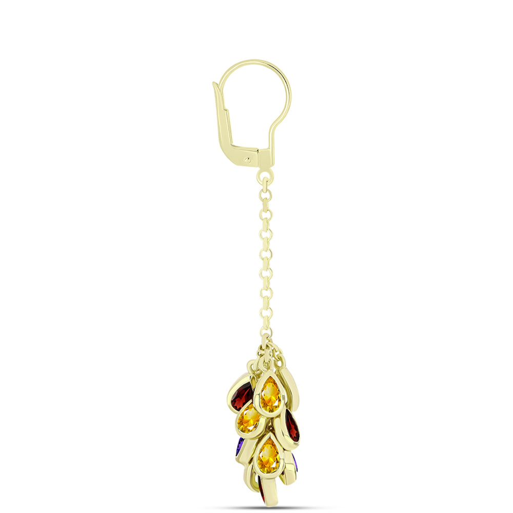 Goldplattierte Silberohrringe mit marokkanischem Amethyst und Zitrin aus dem Ural 2 