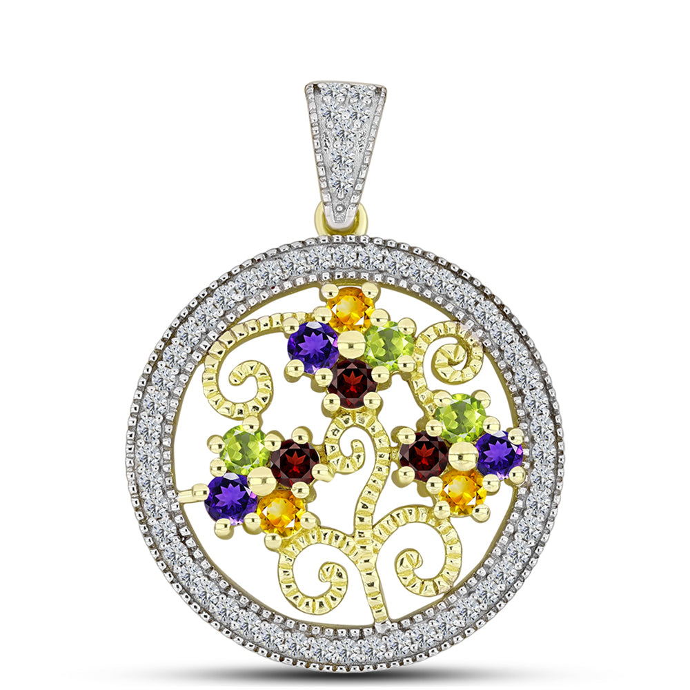 Goldplattierter Silberanhänger mit marokkanischem Amethyst und Zitrin aus dem Ural