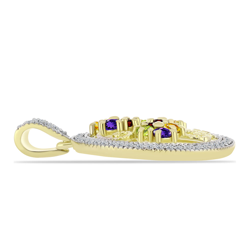 Goldplattierter Silberanhänger mit marokkanischem Amethyst und Zitrin aus dem Ural 2 