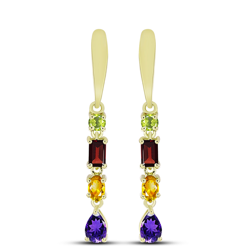 Goldplattierte Silberohrringe mit marokkanischem Amethyst und Zitrin aus dem Ural 1 