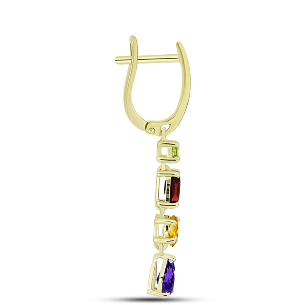 Goldplattierte Silberohrringe mit marokkanischem Amethyst und Zitrin aus dem Ural