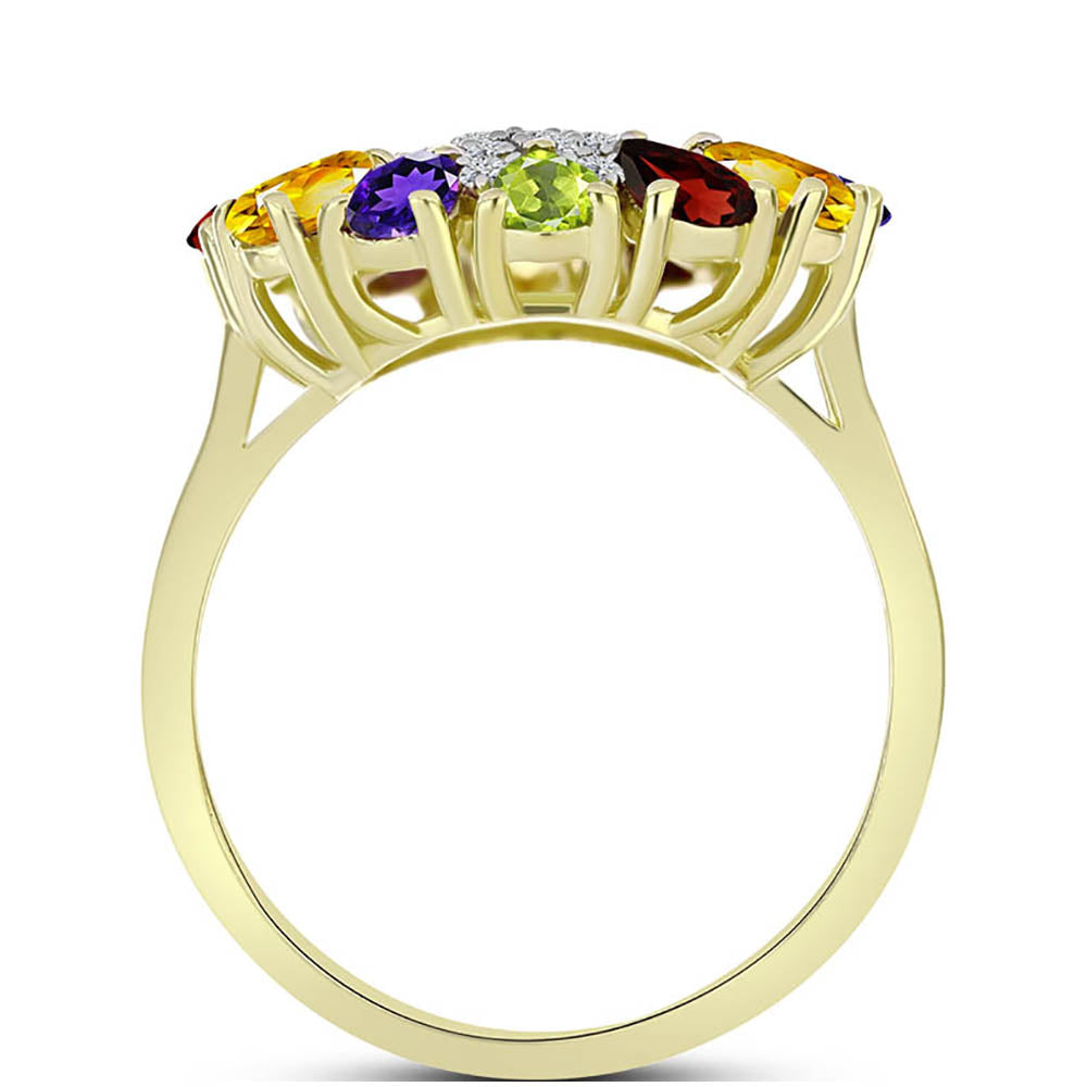 Goldplattierter Silberring mit marokkanischem Amethyst und Zitrin aus dem Ural 2 