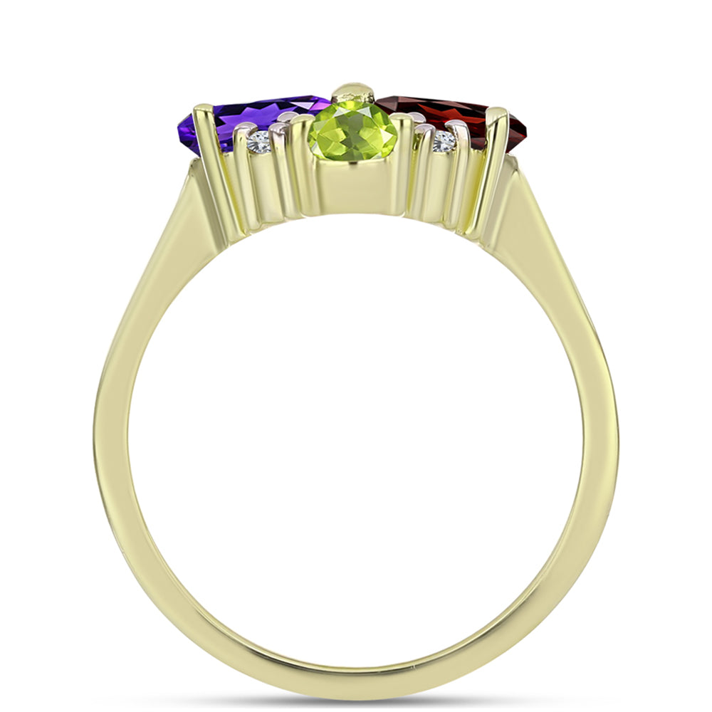 Goldplattierter Silberring mit marokkanischem Amethyst und Zitrin aus dem Ural 2 