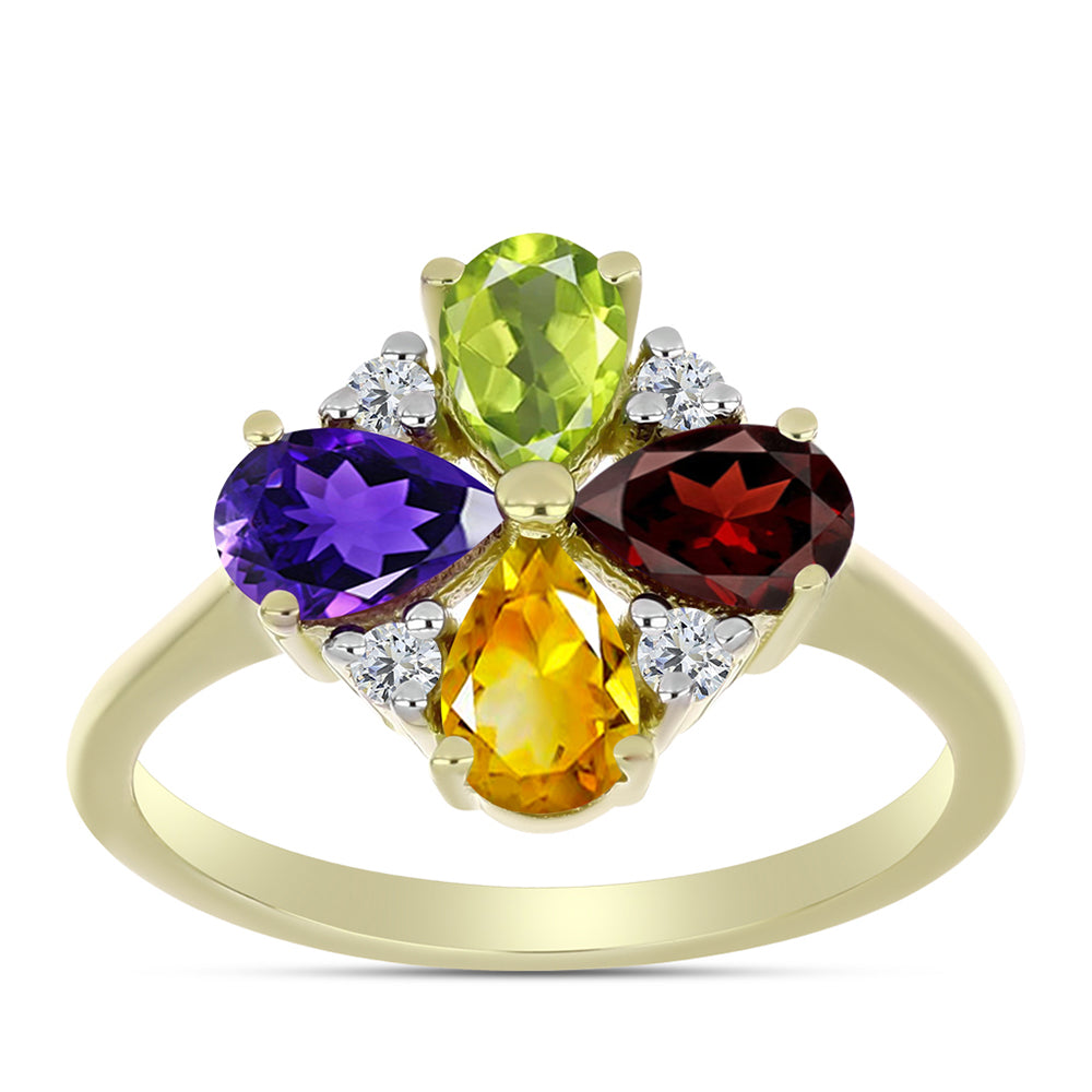 Goldplattierter Silberring mit marokkanischem Amethyst und Zitrin aus dem Ural 3 