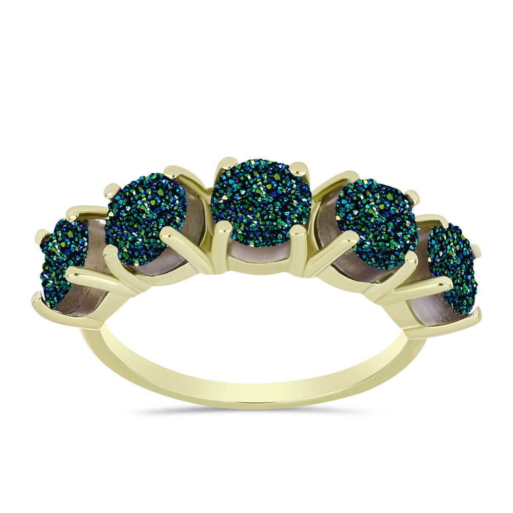 Goldplattierter Silberring mit grüner Druse 3 