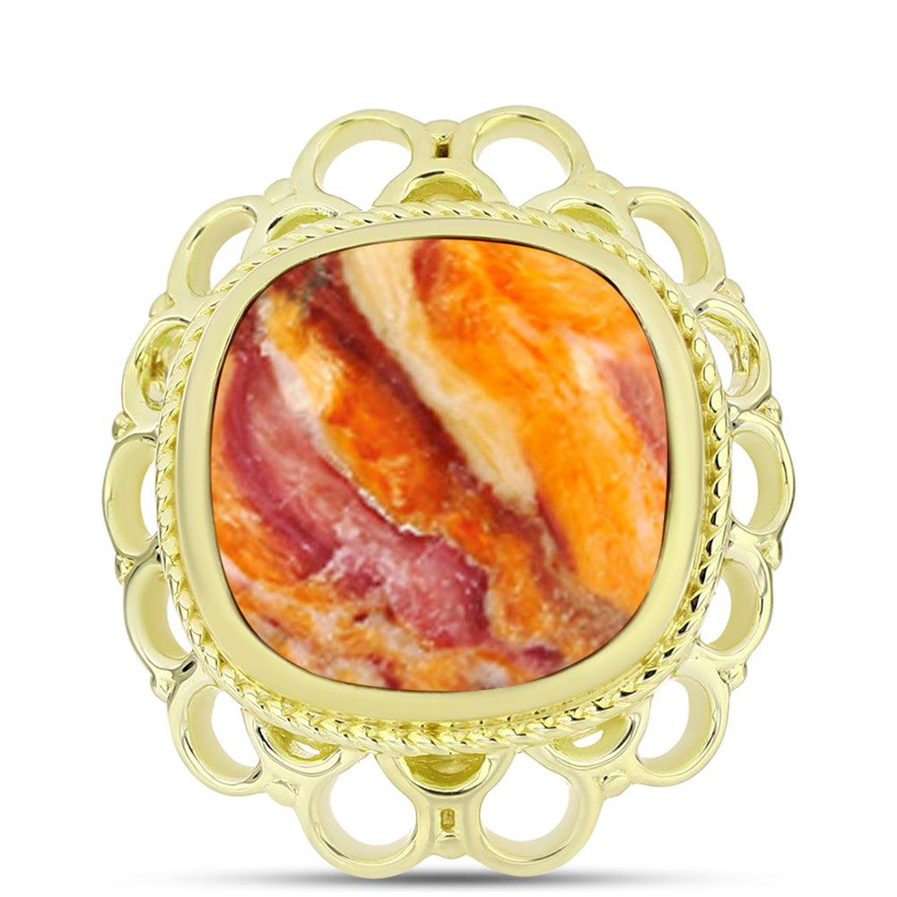 Goldplattierter Silberring mit Löwenpfoten-Jaspis