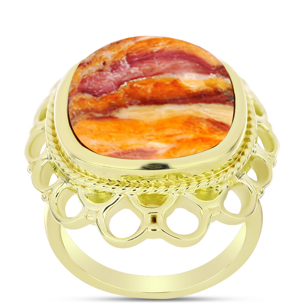 Goldplattierter Silberring mit Löwenpfoten-Jaspis