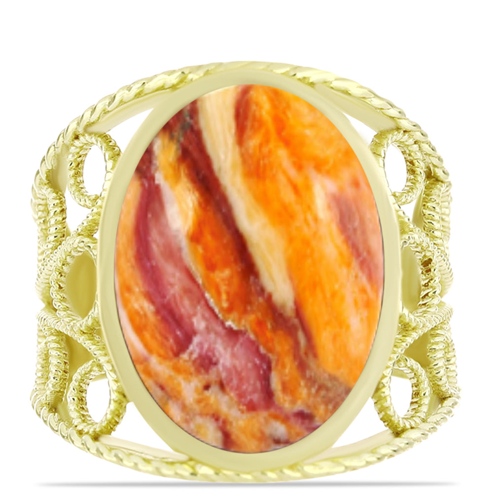Goldplattierter Silberring mit Löwenpfoten-Jaspis 1 