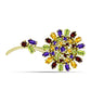 Goldplattierte Silberbrosche mit marokkanischem Amethyst und Zitrin aus dem Ural
