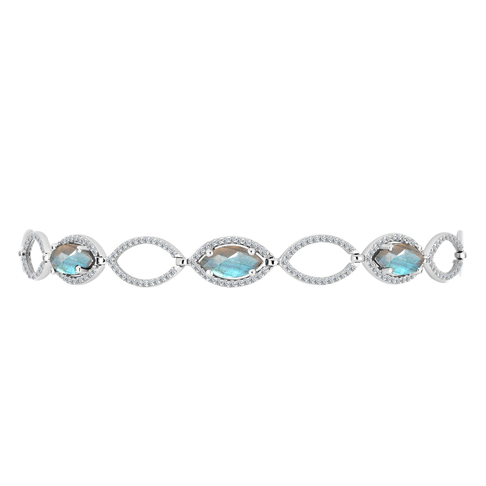 Silberarmband mit Labradorit und weißem Topas