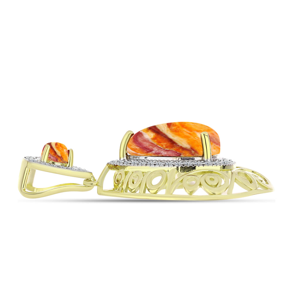 Goldplattierter Silberanhänger mit Löwenpfoten-Jaspis und weißem Topas