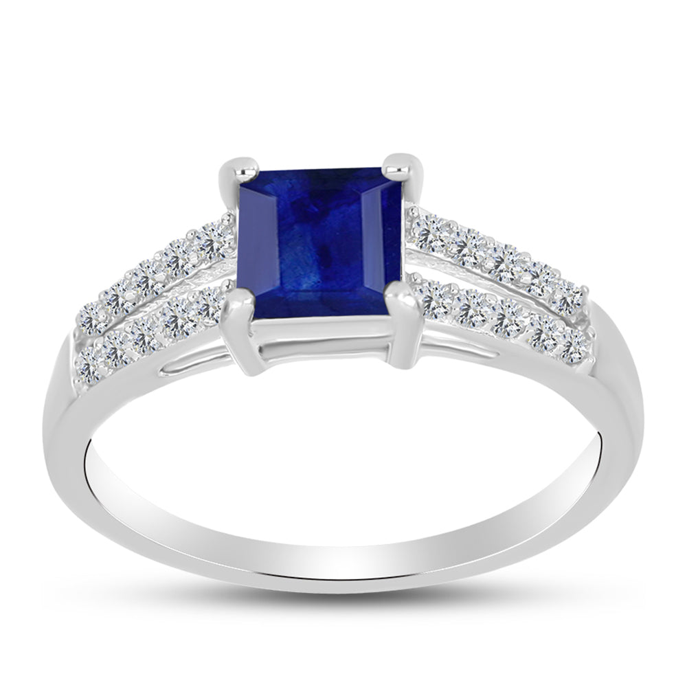 Silberring mit australischem blauem Saphir und weißem Topas 3 