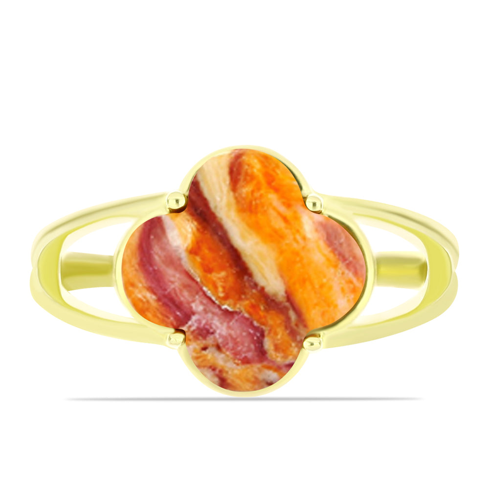 Goldplattierter Silberring mit Löwenpfoten-Jaspis 1 