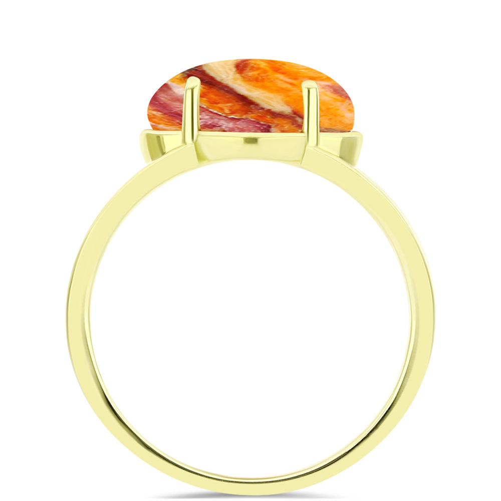 Goldplattierter Silberring mit Löwenpfoten-Jaspis