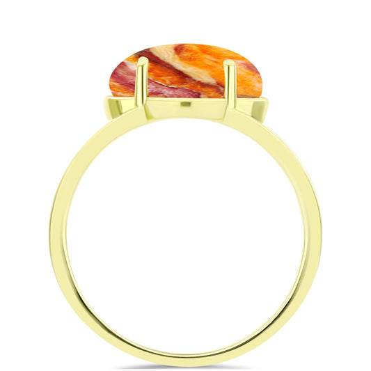 Goldplattierter Silberring mit Löwenpfoten-Jaspis
