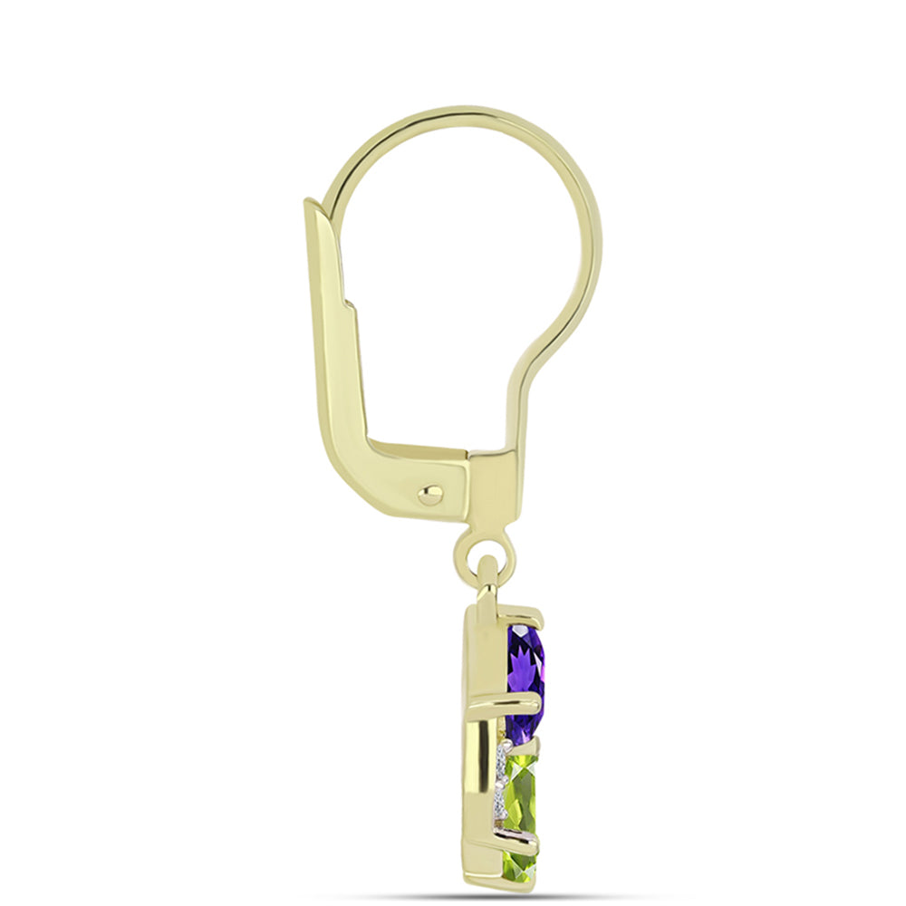 Goldplattierte Silberohrringe mit marokkanischem Amethyst und Peridot aus Changbai