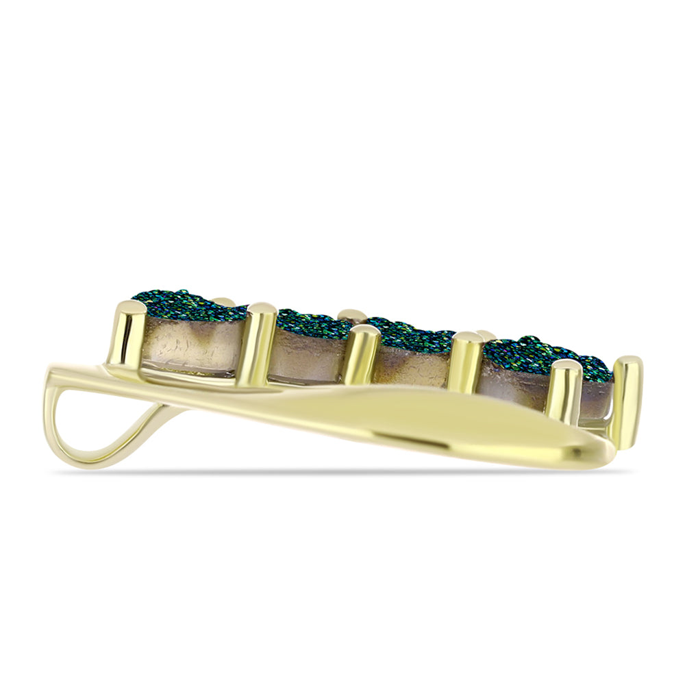 Goldplattierter Silberanhänger mit grüner Druse 2 
