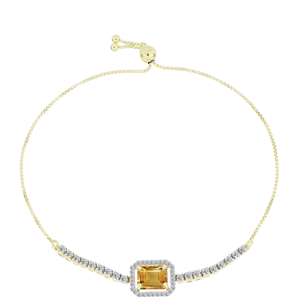 Goldplattiertes Silberarmband mit goldfarbenem Rio Zitrin und weißem Topas 1 