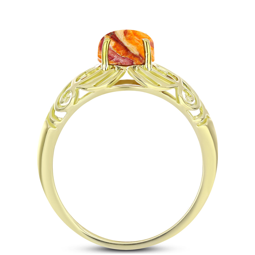 Goldplattierter Silberring mit Löwenpfoten-Jaspis 2 
