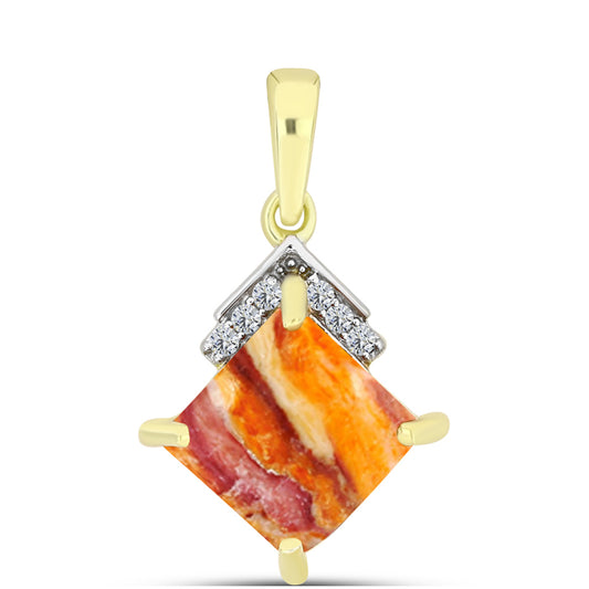 Goldplattierter Silberanhänger mit Löwenpfoten-Jaspis und weißem Topas