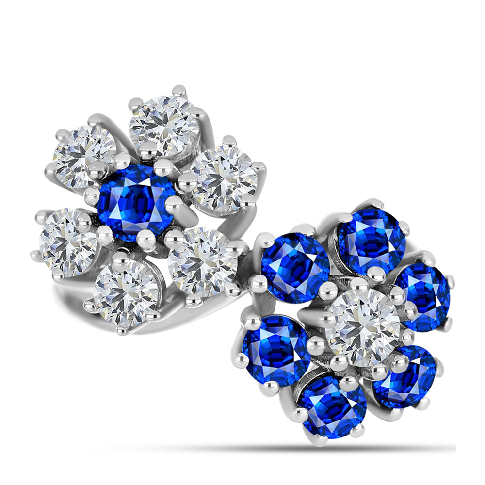 Silberring mit australischem blauem Saphir und weißem Topas 1 