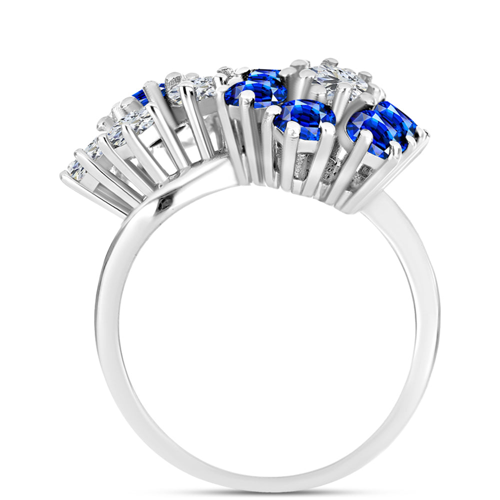 Silberring mit australischem blauem Saphir und weißem Topas 2 