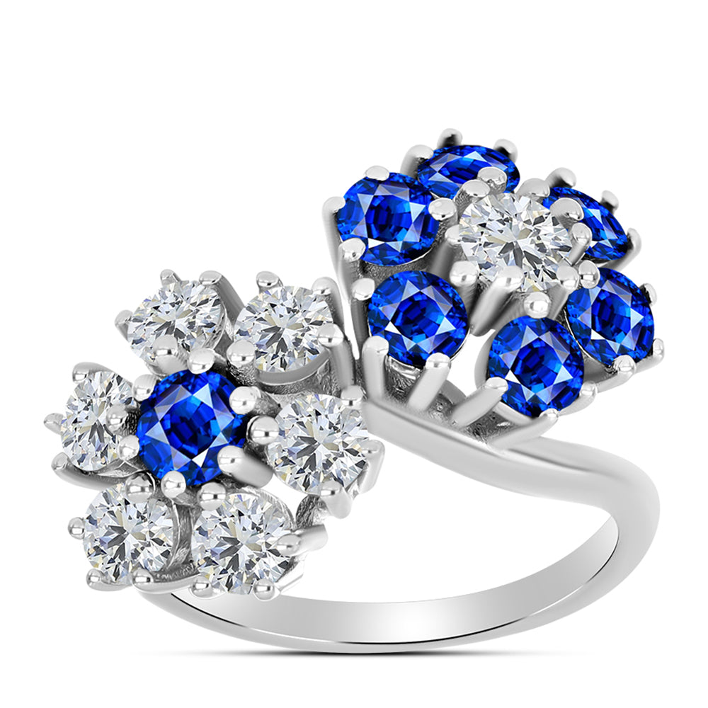 Silberring mit australischem blauem Saphir und weißem Topas 3 