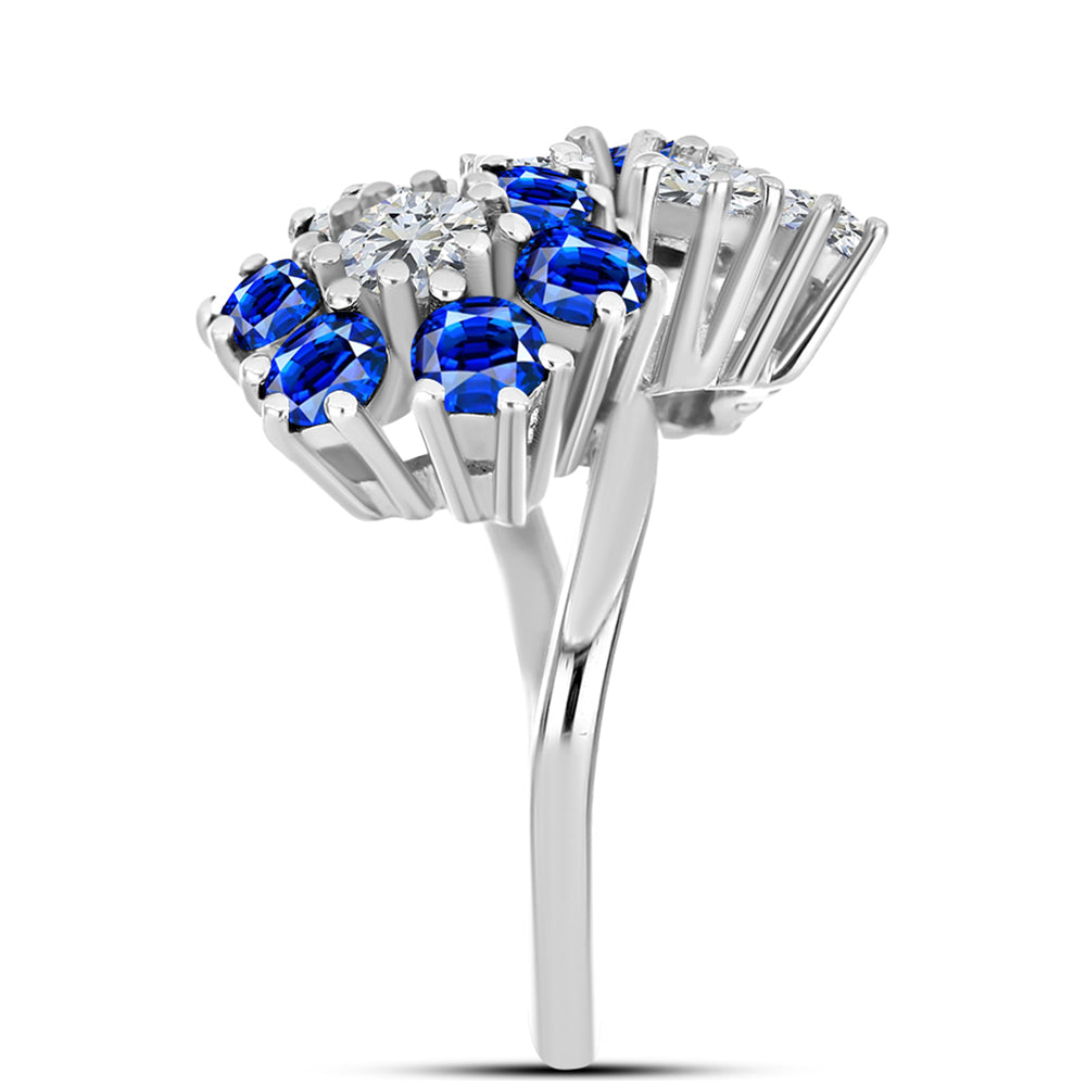 Silberring mit australischem blauem Saphir und weißem Topas 4 
