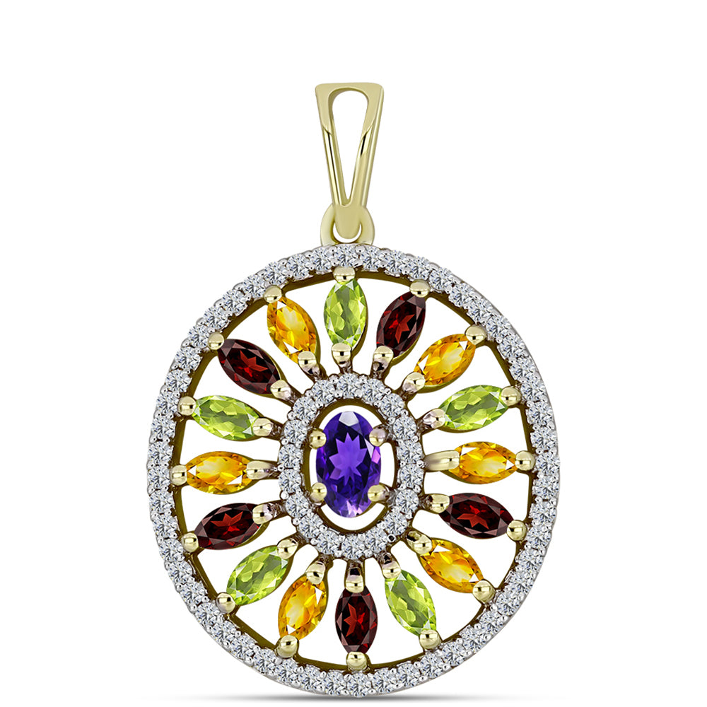Goldplattierter Silberanhänger mit marokkanischem Amethyst und Zitrin aus dem Ural