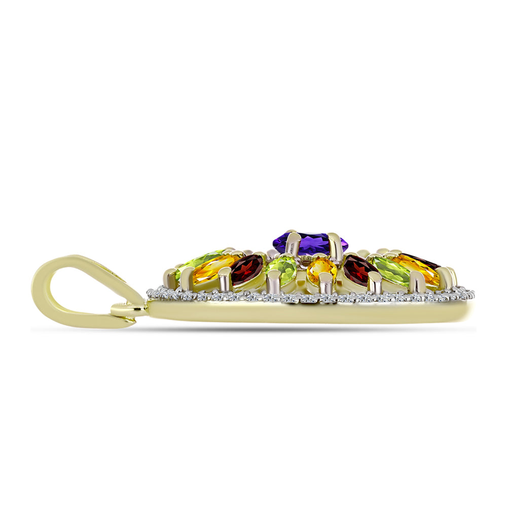 Goldplattierter Silberanhänger mit marokkanischem Amethyst und Zitrin aus dem Ural