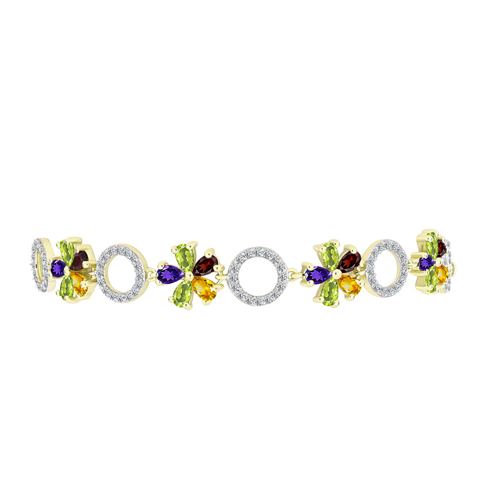 Goldplattiertes Silberarmband mit marokkanischem Amethyst und Zitrin aus dem Ural 2 