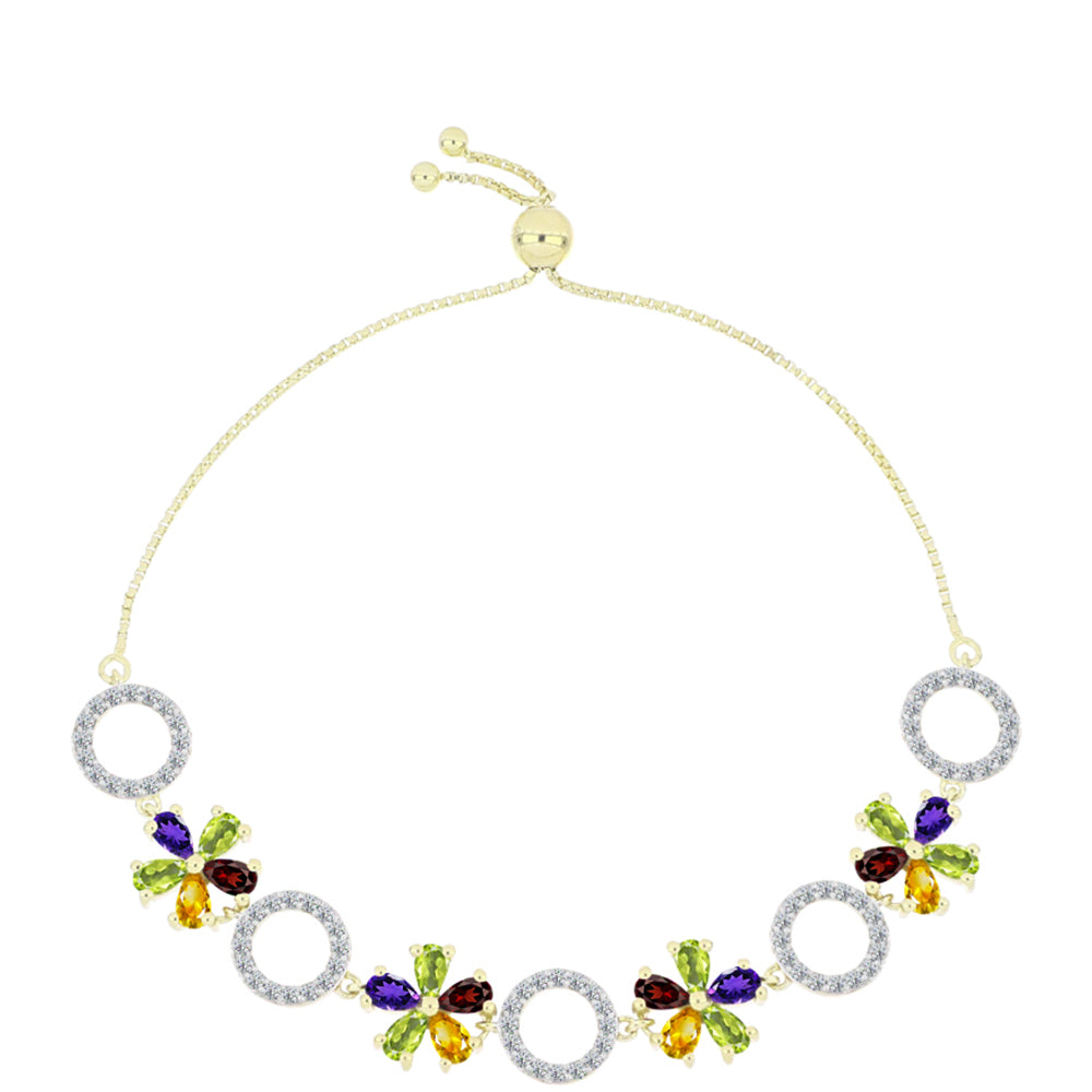 Goldplattiertes Silberarmband mit marokkanischem Amethyst und Zitrin aus dem Ural 1 