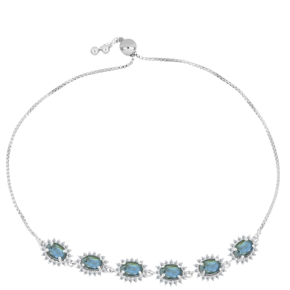 Silberarmband mit Labradorit und weißem Topas 1 