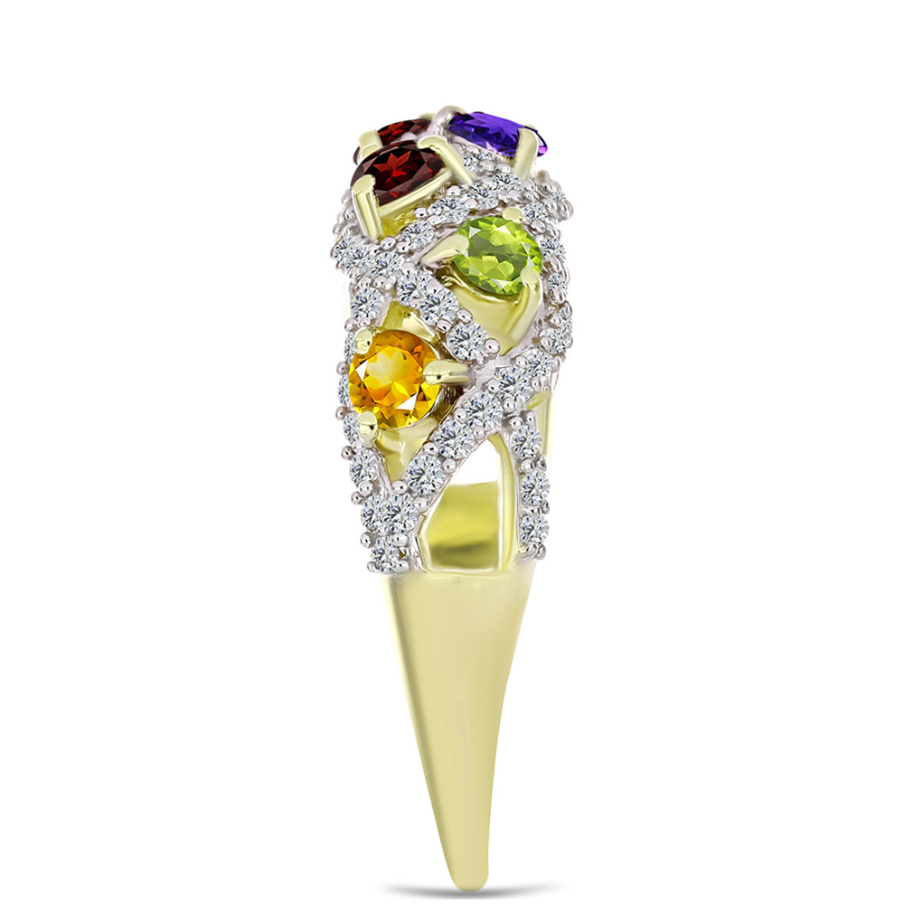 Goldplattierter Silberring mit marokkanischem Amethyst und Zitrin aus dem Ural 4 