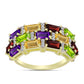 Goldplattierter Silberring mit marokkanischem Amethyst und Zitrin aus dem Ural