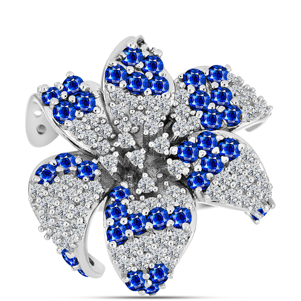 Silberring mit australischem blauem Saphir und weißem Topas 1 