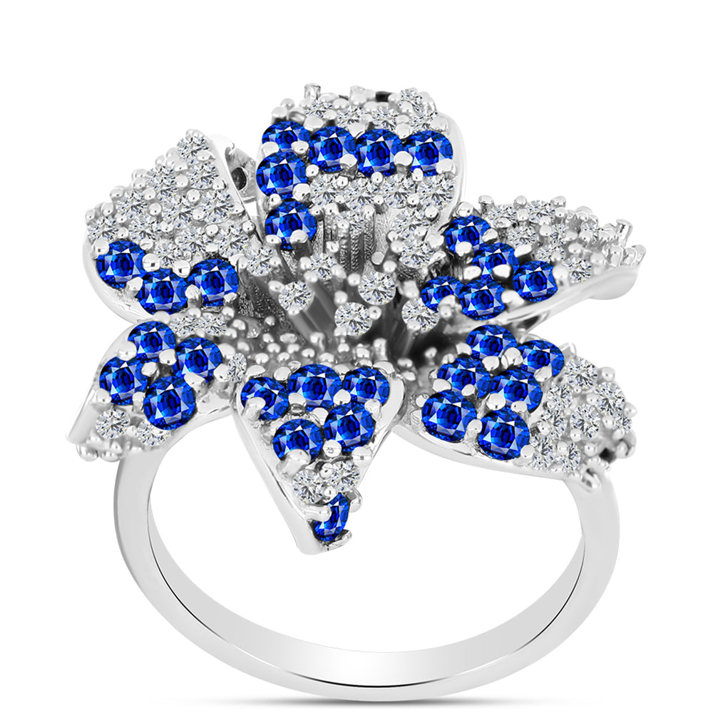 Silberring mit australischem blauem Saphir und weißem Topas