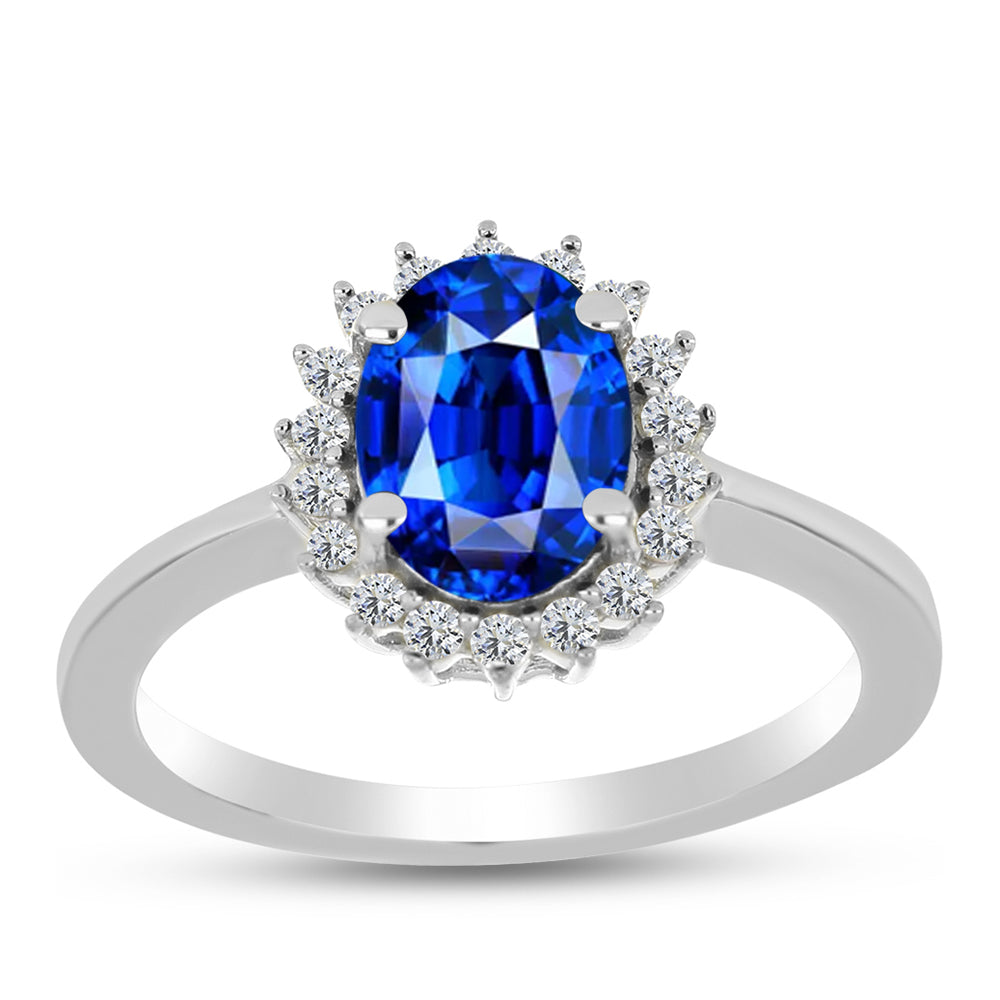 Silberring mit australischem blauem Saphir und weißem Topas 3 
