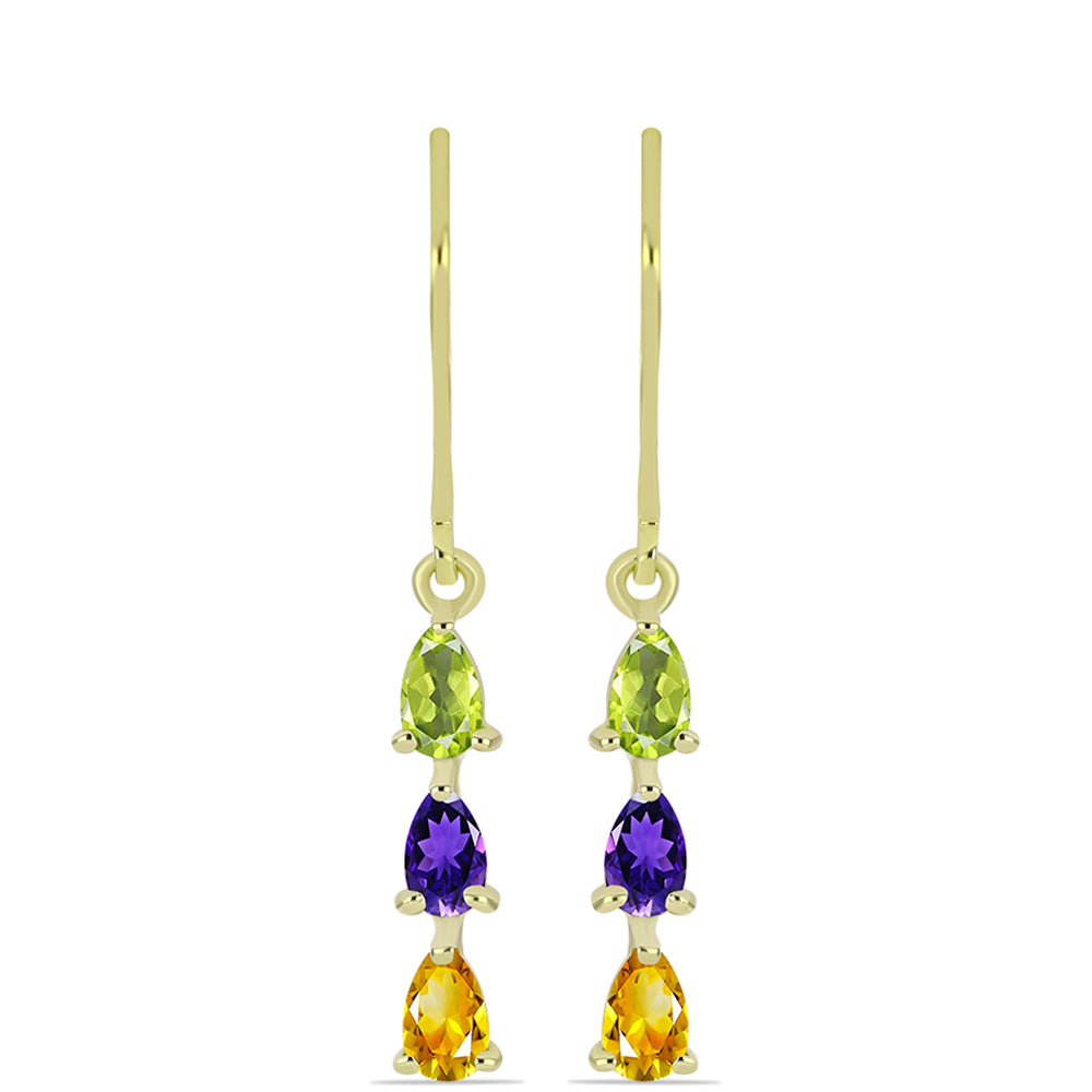 Goldplattierte Silberohrringe mit marokkanischem Amethyst und Zitrin aus dem Ural
