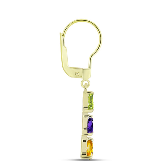 Goldplattierte Silberohrringe mit marokkanischem Amethyst und Zitrin aus dem Ural