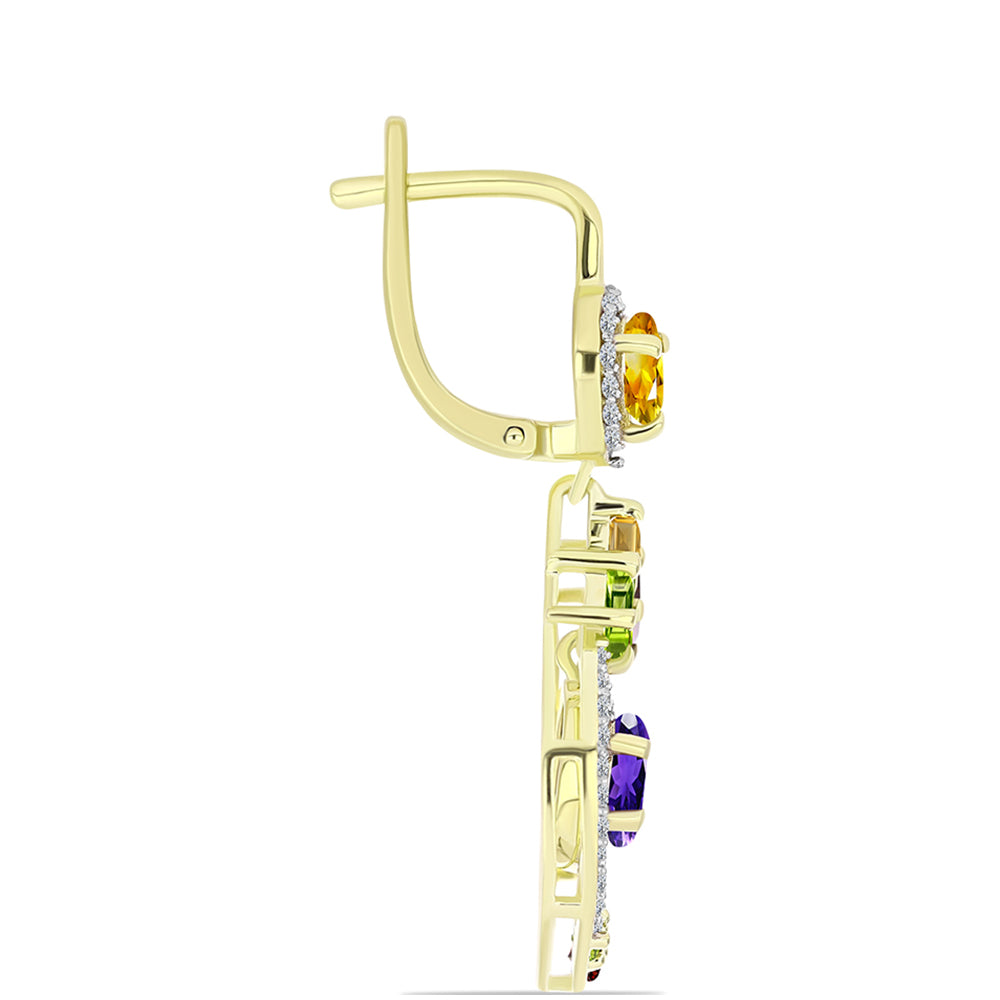 Goldplattierte Silberohrringe mit marokkanischem Amethyst und Zitrin aus dem Ural