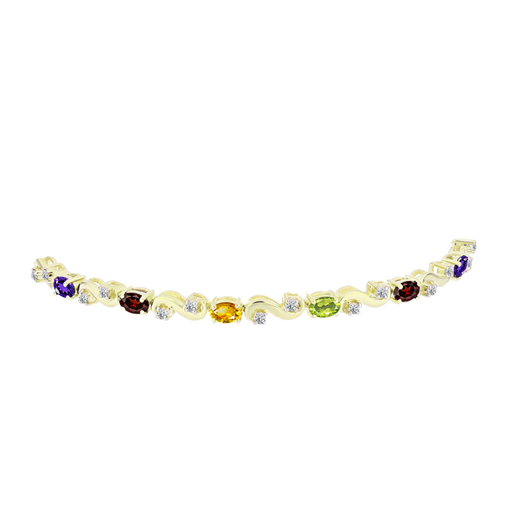 Goldplattiertes Silberarmband mit marokkanischem Amethyst und Zitrin aus dem Ural 2 