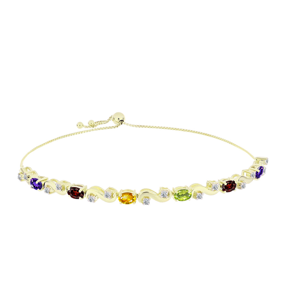 Goldplattiertes Silberarmband mit marokkanischem Amethyst und Zitrin aus dem Ural 1 