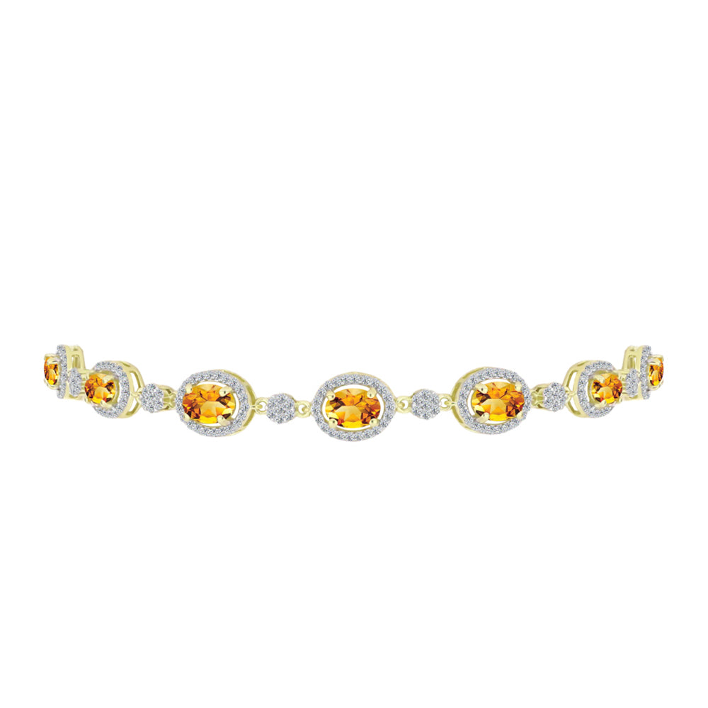 Goldplattiertes Silberarmband mit goldfarbenem Rio Zitrin und weißem Topas 2 