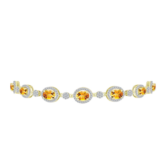 Goldplattiertes Silberarmband mit goldfarbenem Rio Zitrin und weißem Topas