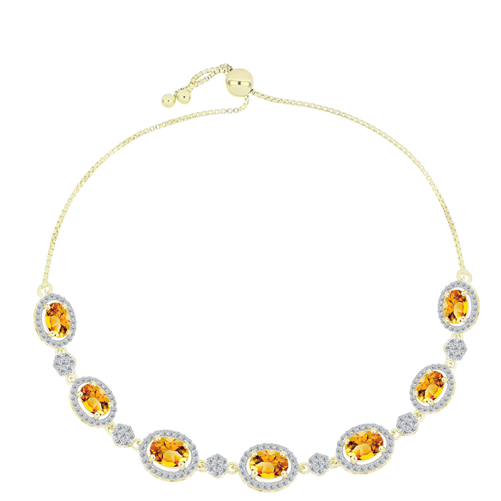 Goldplattiertes Silberarmband mit goldfarbenem Rio Zitrin und weißem Topas