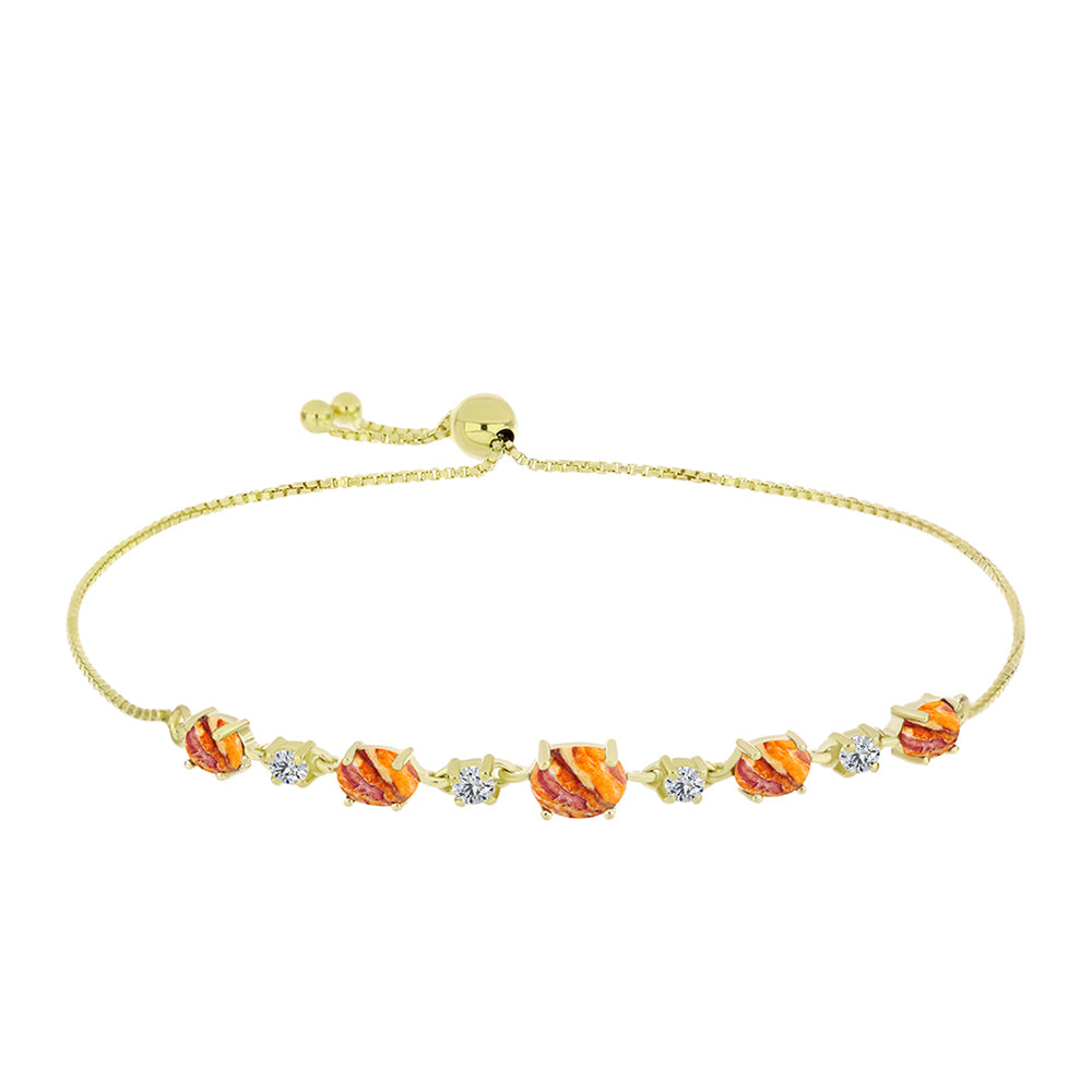 Goldplattiertes Silberarmband mit Löwenpfoten-Jaspis und weißem Topas