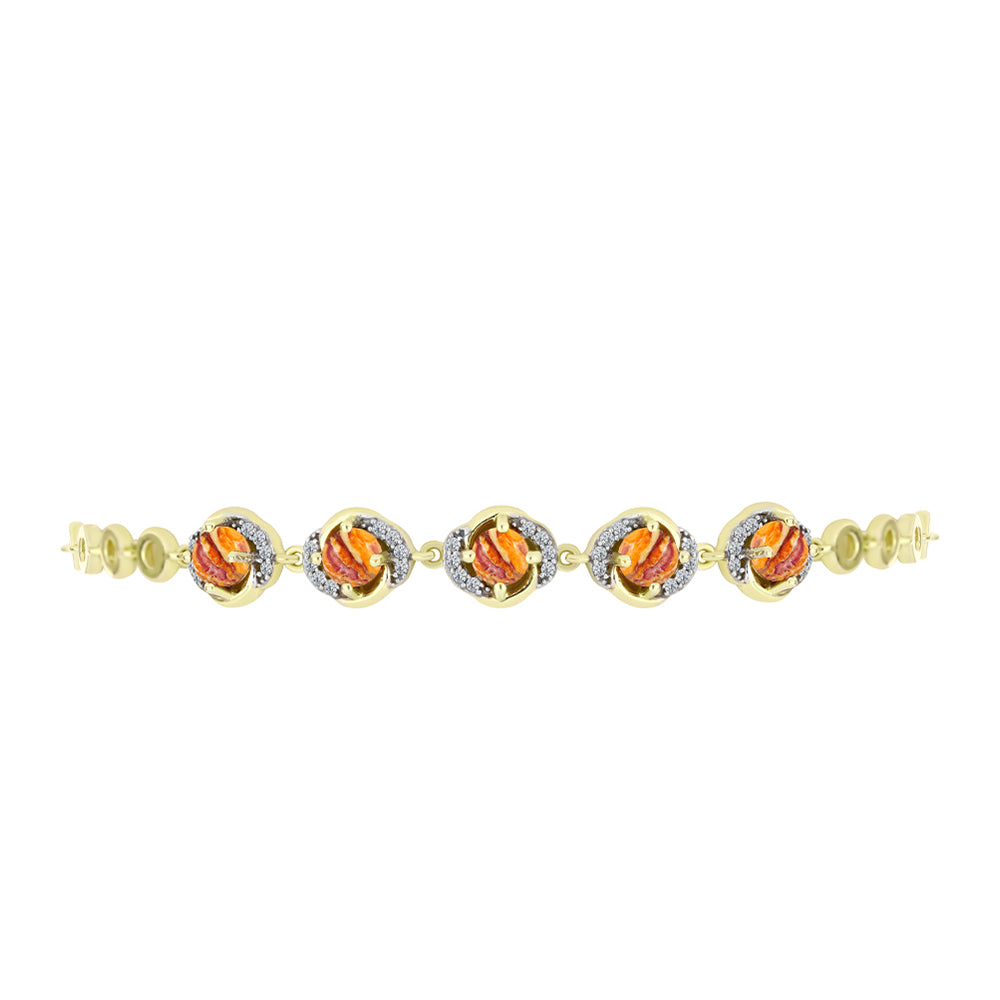 Goldplattiertes Silberarmband mit Löwenpfoten-Jaspis und weißem Topas 2 