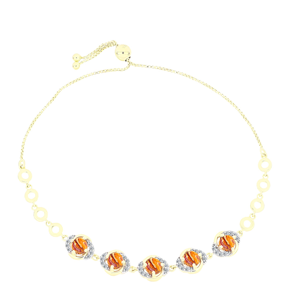 Goldplattiertes Silberarmband mit Löwenpfoten-Jaspis und weißem Topas