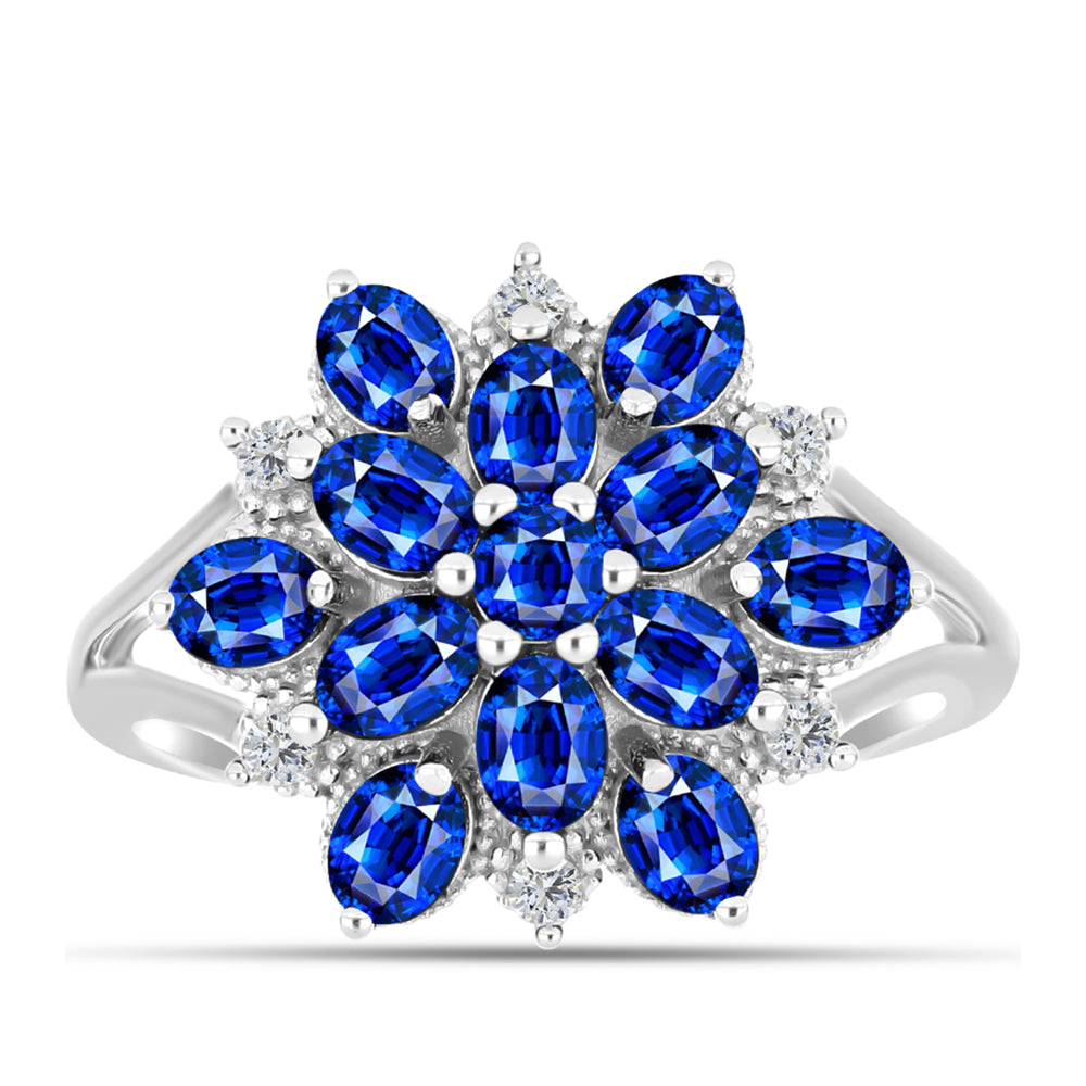 Silberring mit australischem blauem Saphir und weißem Topas